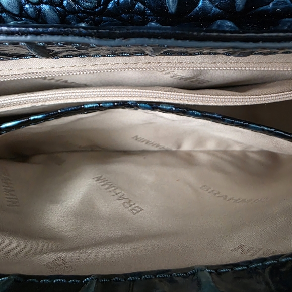 Brahmin Estelle Iridescent Teal Croc-Embossed Top-Handle Satchel - Picture 8 of 8